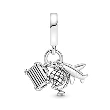 Load image into Gallery viewer, Airplane, Globe & Suitcase Dangle Charm