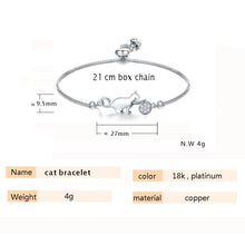 Load image into Gallery viewer, Silver Crystal Cat And Ball Charm Bracelet
